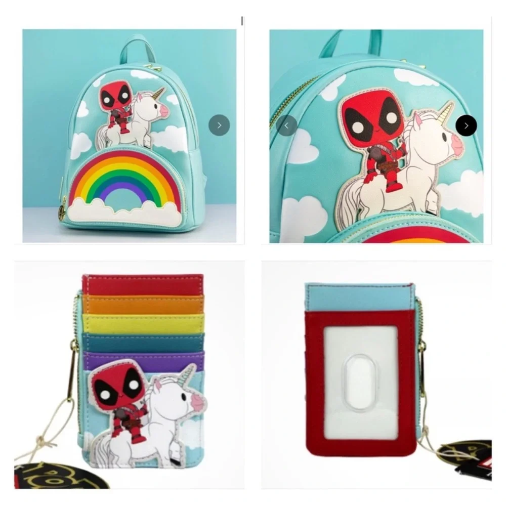 Loungefly Marvel Deadpool 30th Anniversary Unicorn Rainbow Set